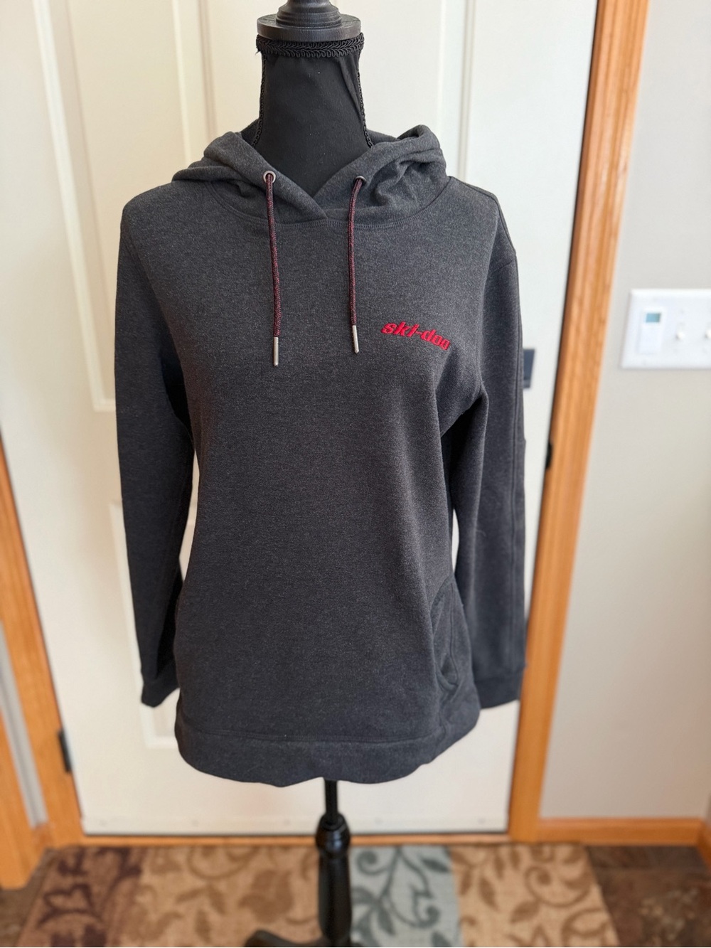 lBRP Ski -doo charcoal gray pull over polar brushed fleece interior hoodie.Small